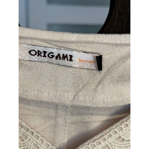 Origami boho lace sleeve pull over dress Nylon/spandex  Xl beige Cotagecore - Picture 5 of 13